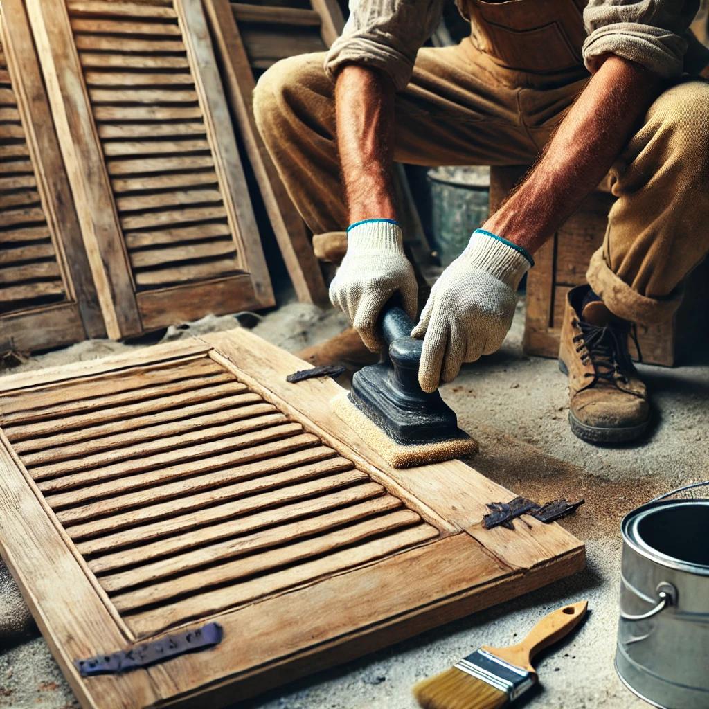 poncage des volets en bois